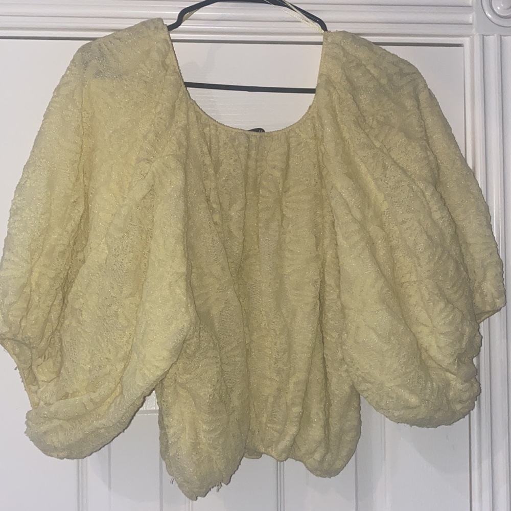 Zara elastic waist crop top, yellow size medium
